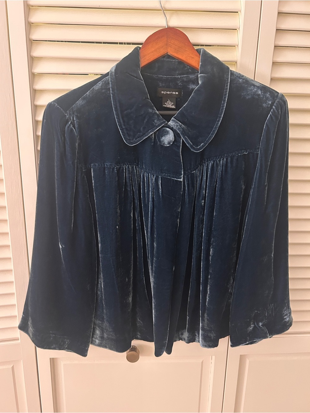 Spense Velvet Button-Front Dark Blue/turquoise Jacket.